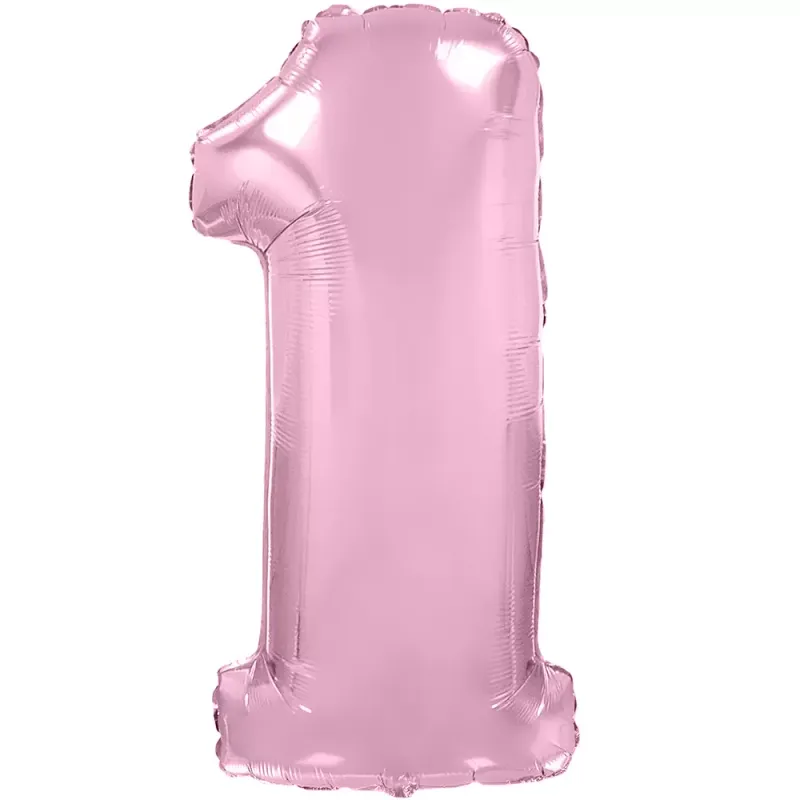 Воздушный шар цифра 1 розовая